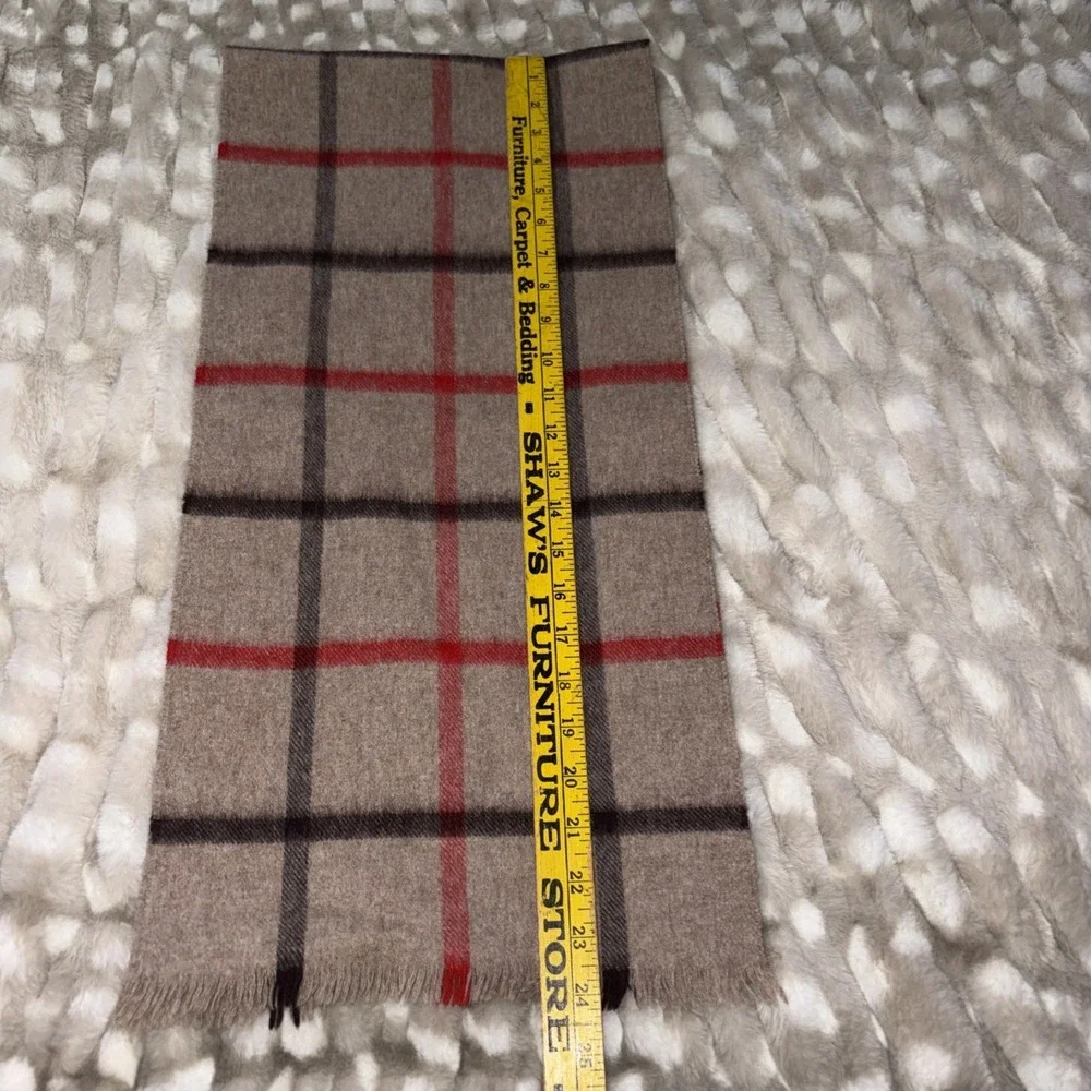 Vintage Glen Cairn Scarf 100% pure merino wool Made In Great Britain Brown Plaid